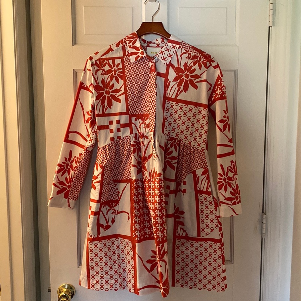 Maeve Dress - Anthropologie, Size Small, Rust & Cream, NWT